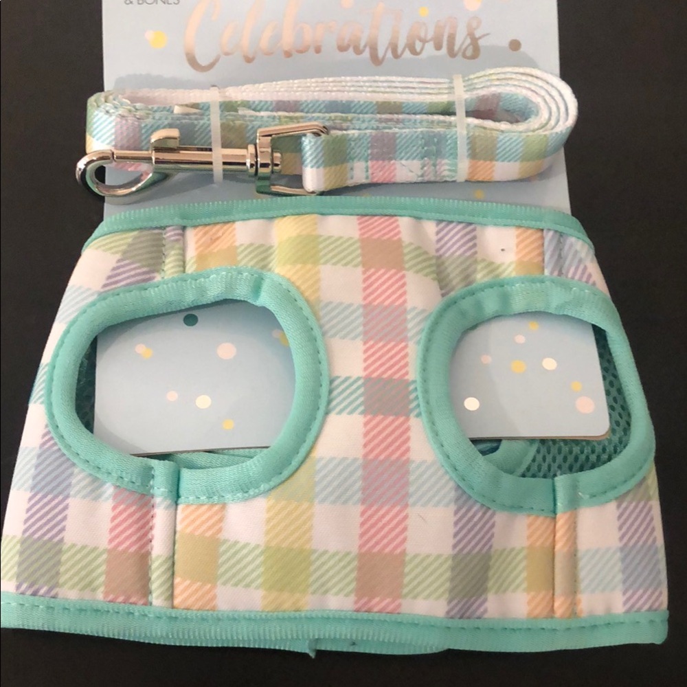 Colorful nwt spring Plaid dog Harness and Leash Set